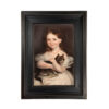 Painting Prints on Canvas Cats Girl with Cat Framed Oil Painting Print on Canvas in Distressed Black Wood Frame