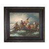 Revolutionary Paintings George Washington Crossing Delaware Framed Oil Painting Print on Canvas in Distressed Black Wood Frame
