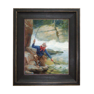 Cabin/Lodge Lodge Trout Fishing Framed Oil Painting Prin ...