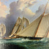 Nautical Nautical HMS Orion Oil Painting Print Reproduction on Canvas in Antiqued Gold Frame