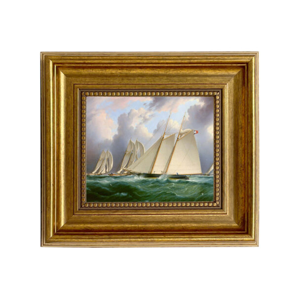 Nautical Nautical HMS Orion Oil Painting Print Reproduction on Canvas in Antiqued Gold Frame