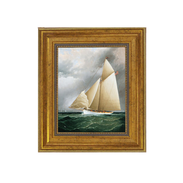 Nautical Paintings Nautical Racing Sloop Framed Oil Painting Print on Canvas in Antiqued Gold Frame. A 5″ x 6″ framed to 8-1/2″ x 9-1/2″.