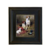 Sporting and Lodge Paintings Three Hounds Framed Oil Painting Print on Canvas in Distressed Black Wood Frame