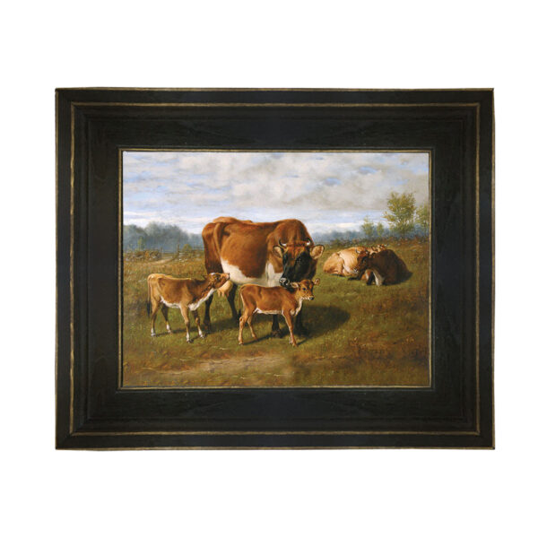 Farm and Pastoral Paintings Farm Framed Oil Painting Print on Canvas in Distressed Black Wood Frame. An 8″ x 10″ framed to 11-1/2″ x 13-1/2″.