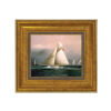 Nautical Paintings Chiquita Racing Off Boston Lighthouse Framed Oil Painting Print on Canvas in Antiqued Gold Frame