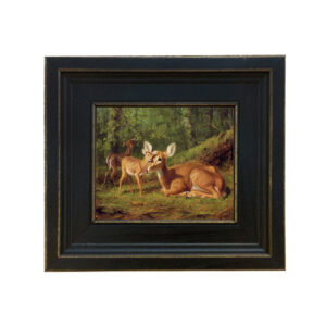 Cabin/Lodge Lodge Doe and Twin Fawns by Tait Framed Oil  ...
