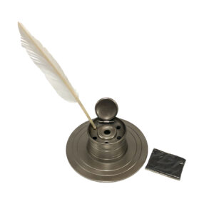Inkwells Writing Extra Wide Base Pewter-Plated Inkwell  ...