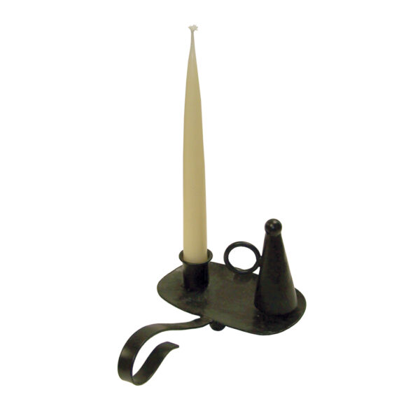 Candleholders Early American Iron Chamberstick with Snuffer- Early American Antique Vintage Style