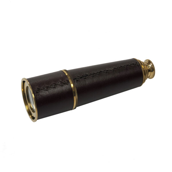 Nautical Instruments Nautical 16-1/2″ Leather Wrapped Brass 12X Telescope- Antique Vintage Style