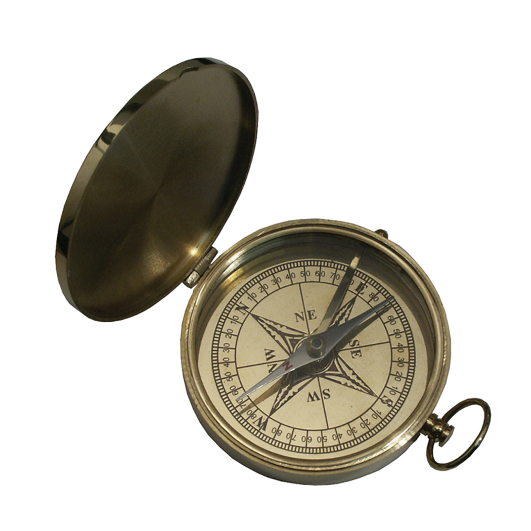 3 Flip-Top Solid Polished Brass Pocket Compass Antique