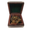 Nautical Instruments Nautical 3″ Antique Sundial Polished Brass Compass in Solid Dual Wood Box with Brass Inlaid Accents