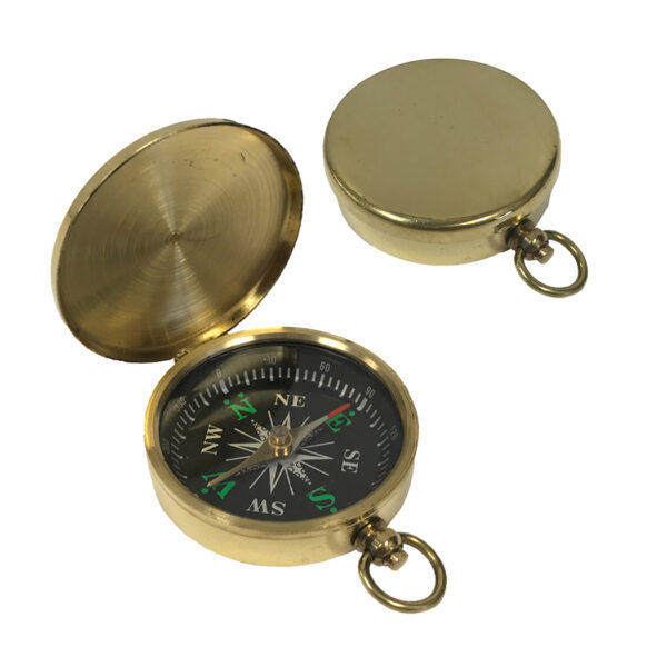Nautical Instruments Nautical 1-3/4″ Flip-Top Solid Polished Brass Pocket Compass Antique Reproduction