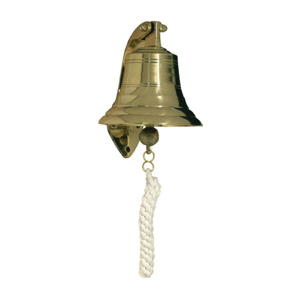 Home Decor Nautical 4″ Nautical Polished Brass Ship Bell with Hinged Hanging Bracket and Braided Rope Clapper Handle – Antique Reproduction