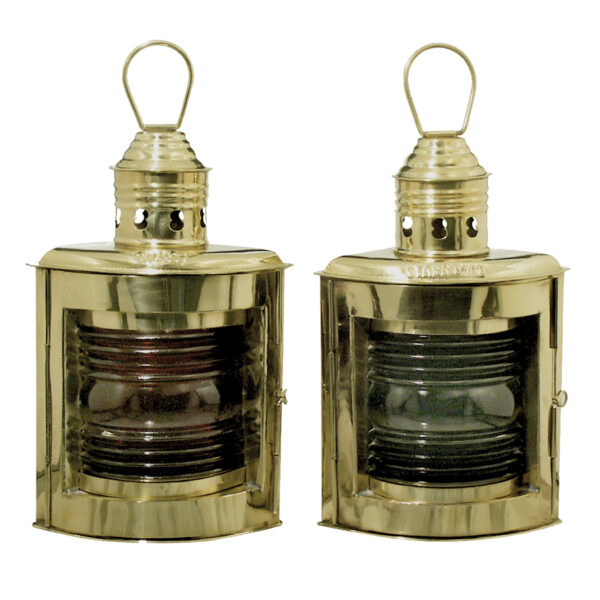 Home Decor Nautical (2) 9″ Nautical Brass Port and Starboard Kerosene Lamps – Antique Vintage Style