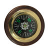 Nautical Instruments Nautical 3″ Polished Solid Brass Compass in Round Wood Compass Box with Decorative Brass Inlay- Antique Vintage Style