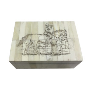 Scrimshaw/Horn & Bone Boxes Equestrian 6-1/4″ Horse and Mounted Rider S ...