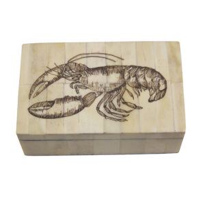Scrimshaw/Horn & Bone Boxes Nautical 5-1/4″ Etched Lobster Scrimshaw Bone Box – Antique Reproduction