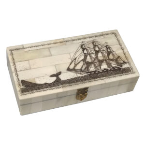 Scrimshaw/Horn & Bone Boxes Nautical 6-1/4″ Engraved Whale Chase Scri ...