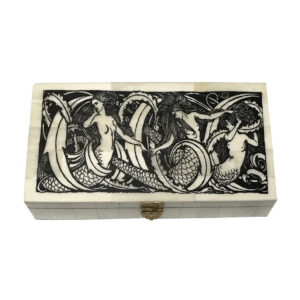 Scrimshaw/Horn & Bone Boxes Nautical 6-1/4″ Printed Mermaids Bone Box ...