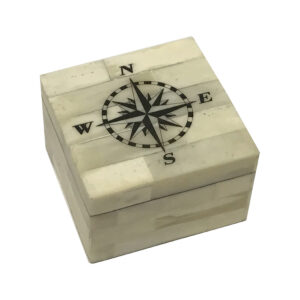 Scrimshaw/Horn & Bone Boxes Nautical 3-1/4″ Compass Rose Vintage Scrimshaw Bone Box Antique Reproduction