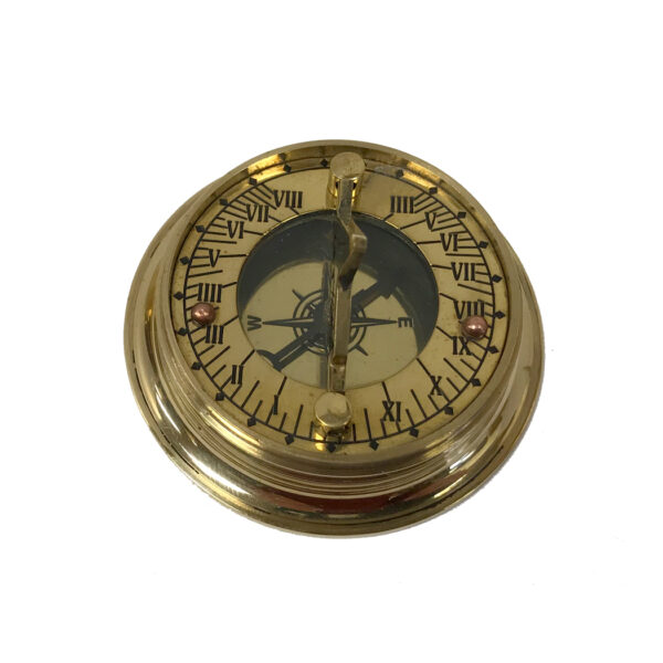 Compasses Nautical 2-1/4″ Solid Polished Brass Sundial Compass Antique Reproduction with Lid