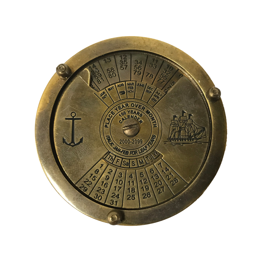 2 1 4 Antiqued Solid Brass Compass Reproduction With 100 Year Calendar 2 1 4 Antiqued Solid Brass Compass Reproduction With 100 Year Calendar