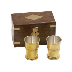 Nautical Decor & Souvenirs Nautical Set of 2 Polished Brass Rum Cups with  ...