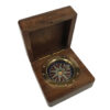 Compasses Nautical 3″ Wood Compass Box with Inlaid Compass Rose Design and 2-1/4″ Brass Compass – Antique Vintage Style
