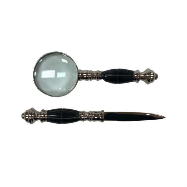 Magnifiers Writing Magnifier and Letter Opener with Horn Handle Desk Set- Antique Vintage Style