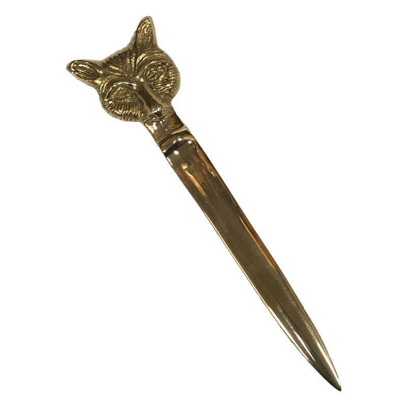 61/4″ Solid Brass Fox Head Letter Opener Antique Vintage Style