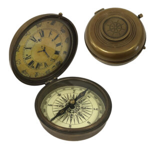 Compasses Nautical 3″ Antiqued Brass Compass and Cl ...