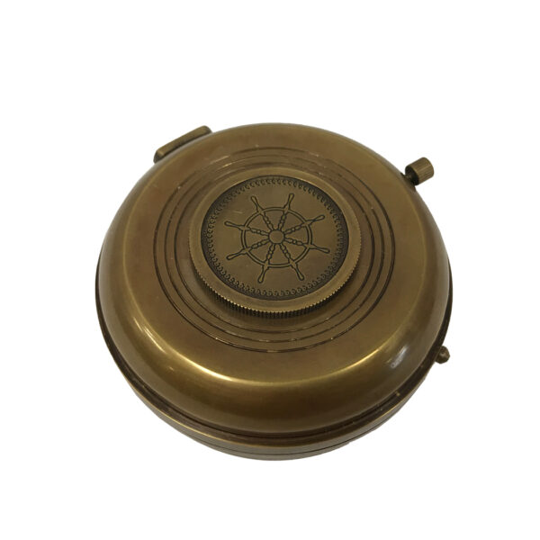Compasses Nautical 3″ Antiqued Brass Compass and Clock with Hinged Lid- Antique Vintage Style