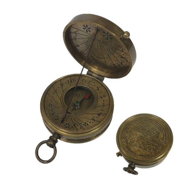 Nautical Instruments Nautical 1-3/4″ Antiqued Solid Brass Sundial Compass Antique Reproduction