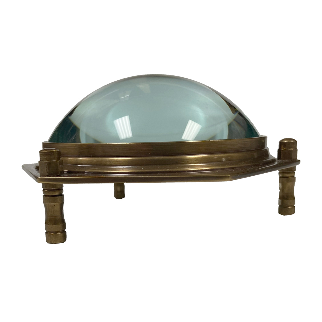 4" Antiqued Brass Hexagonal Dome Desk Magnifier Antique Vintage Style