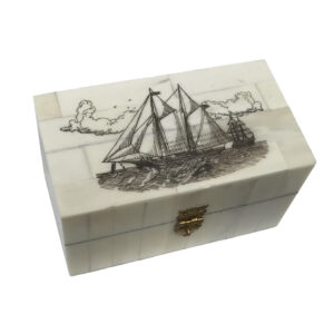 Scrimshaw/Horn & Bone Boxes Nautical 3″ Polished Brass Leather-Wrappe ...