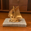 Nautical Decor & Souvenirs Nautical 4-3/4″ Antiqued Brass Sloop Sailboat Paperweight- Antique Vintage Style