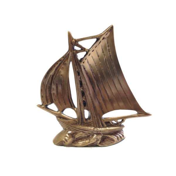 Nautical Decor & Souvenirs Nautical 4-3/4″ Antiqued Brass Sloop Sailboat Paperweight- Antique Vintage Style