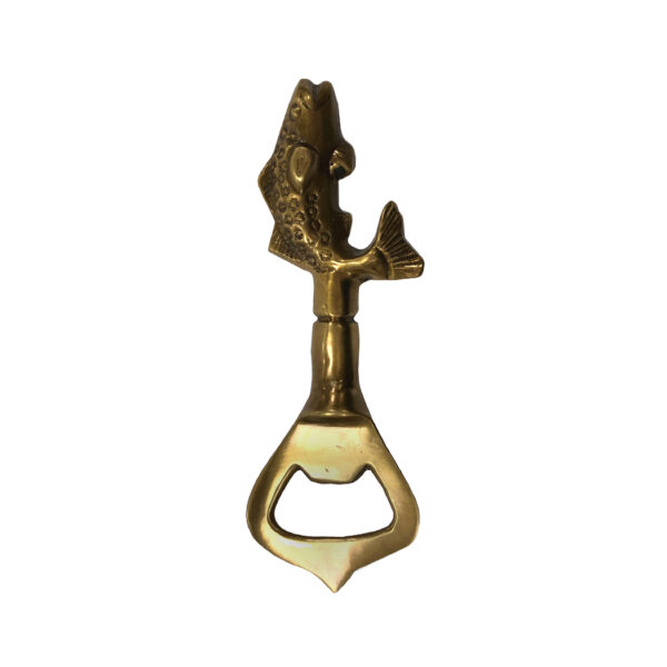 Bar Accessories 4-1/4″ Antiqued Brass Fish Bottle Opener