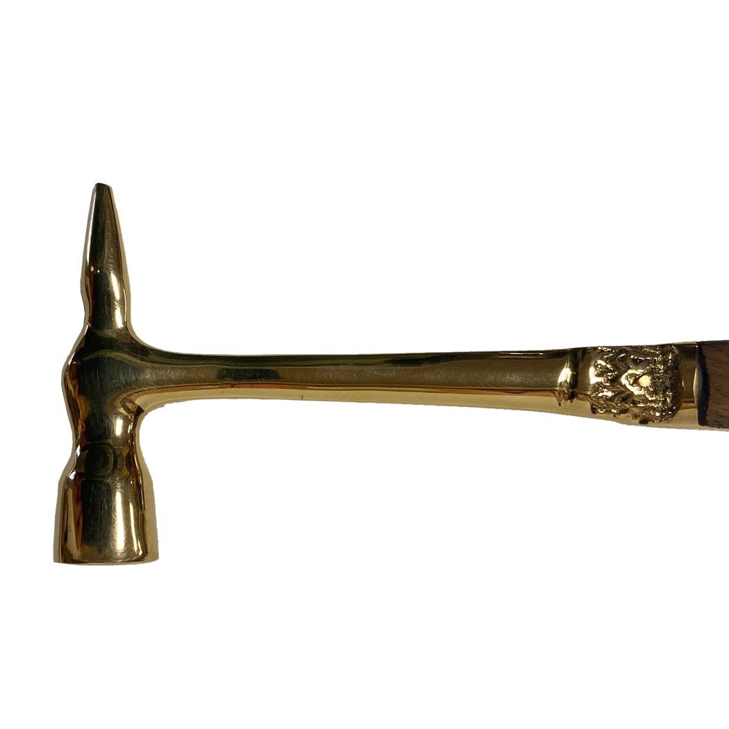 7-1/2 Brass Ice Hammer and Bottle Opener with Wood Handle
