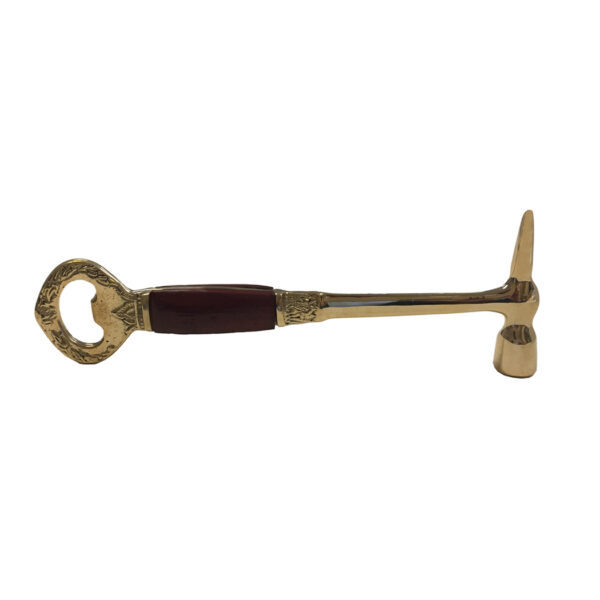 Bar Accessories Early American 7-1/2″ Brass Ice Hammer and Bottle Opener with Wood Handle