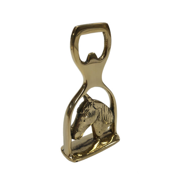 Lodge & Equestrian Decor Equestrian 4-1/2″ Solid Brass Horse Head and Stirrup Bottle Opener
