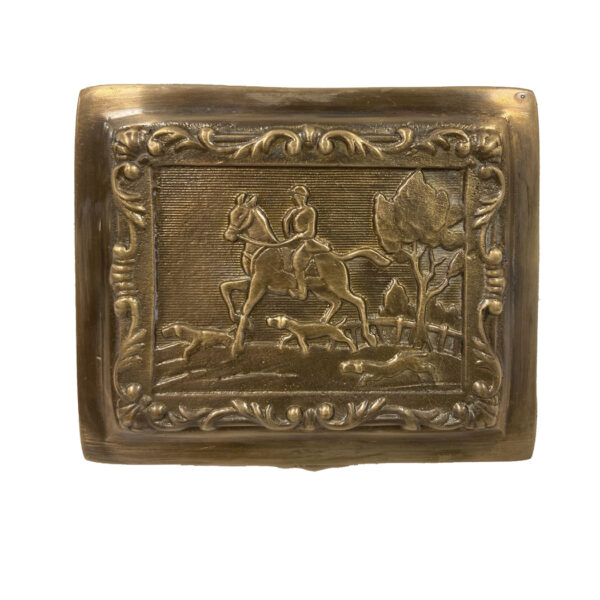 Decorative Boxes Equestrian 4-1/2″ Antiqued Brass Equestrian Trinket Box- Antique Vintage Style