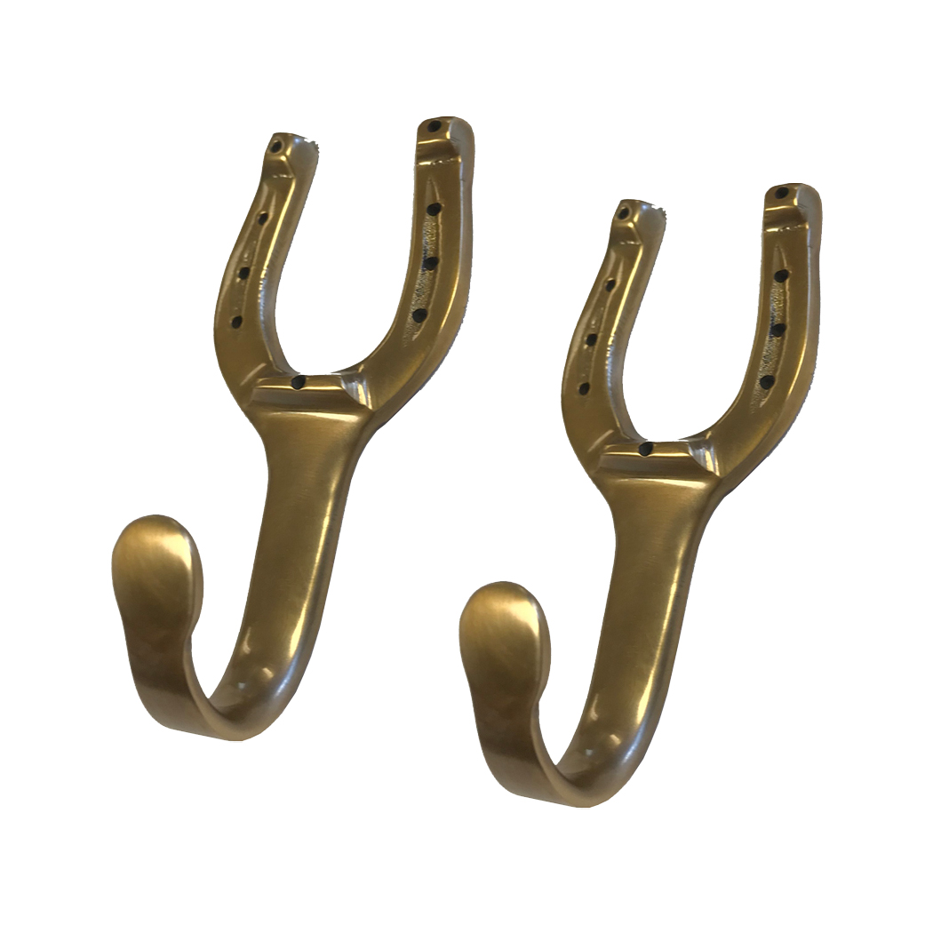 Antiqued Brass Horse Shoe Hook Hangers - Schooner Bay Company