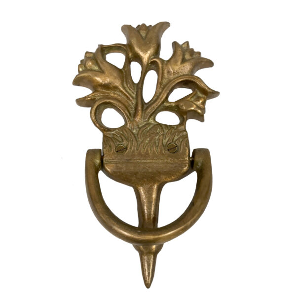 Home Decor Early American 6-1/2″ Antiqued Brass Flower Door Knocker- Antique Vintage Style