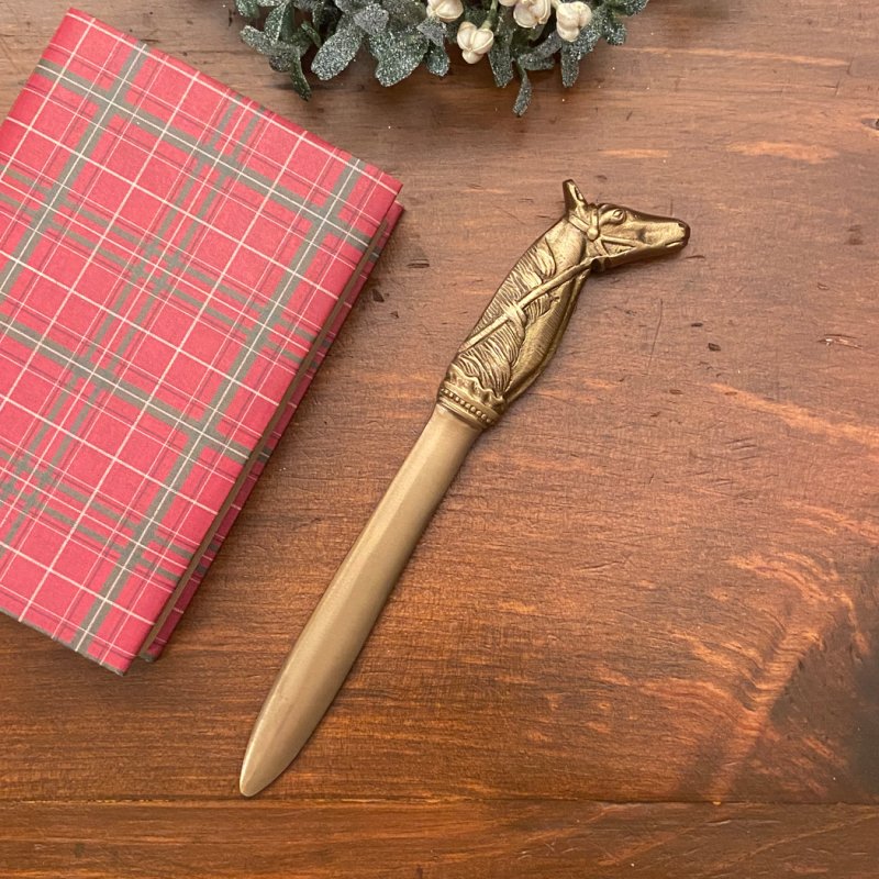 9" Solid Brass Antiqued Finish Horsehead Letter Opener Schooner Bay