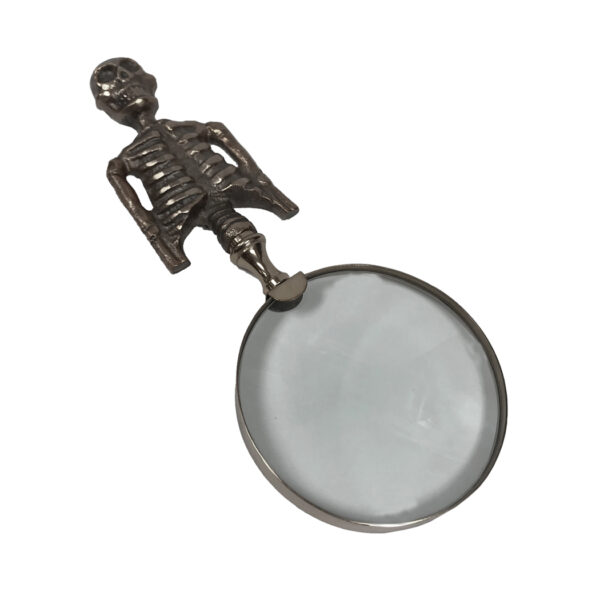 Magnifiers Halloween 9-1/2″ Skeleton Nickel Magnifying Glass with Aluminum Nickel Antique Handle