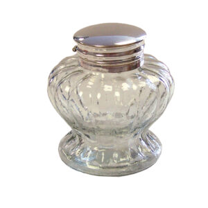 Inkwells Writing 3-1/2″ Clear Pedestal Glass Inkwell with Nickel Plated Lid
