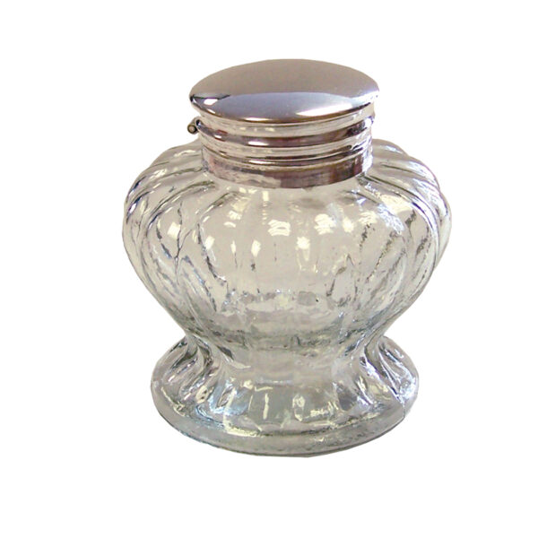 Pens and Inkwells Writing 3-1/2″ Clear Pedestal Glass Inkwell with Nickel Plated Lid