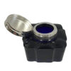 Pens and Inkwells Writing 3″ Antique Square Cobalt Blue Glass Inkwell Reproduction with Ink Powder