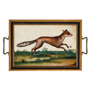 Trays & Barware Equestrian Water Colored Fox Print Tray with Bras ...